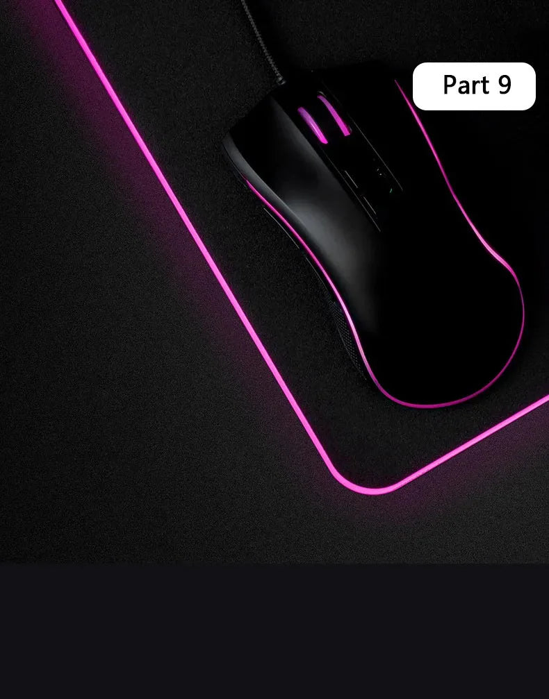 RGB LED Gaming Mouse Pad | 10+ Color Modes | Desk Setup Accessory