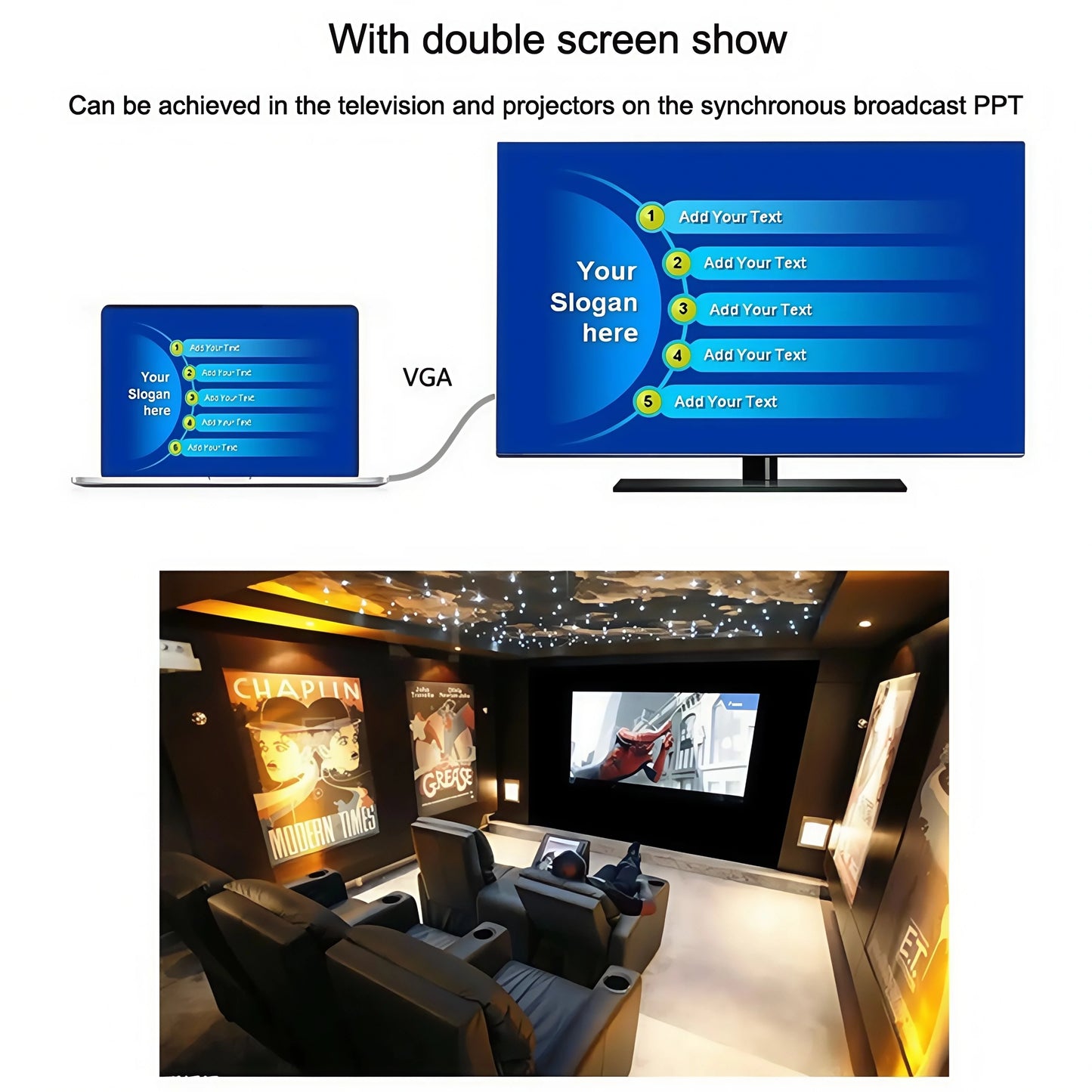 VGA To VGA Cable 15 Pin Male To Male Extension Converter Connector for Computer Monitor Projector PC TV Adapter