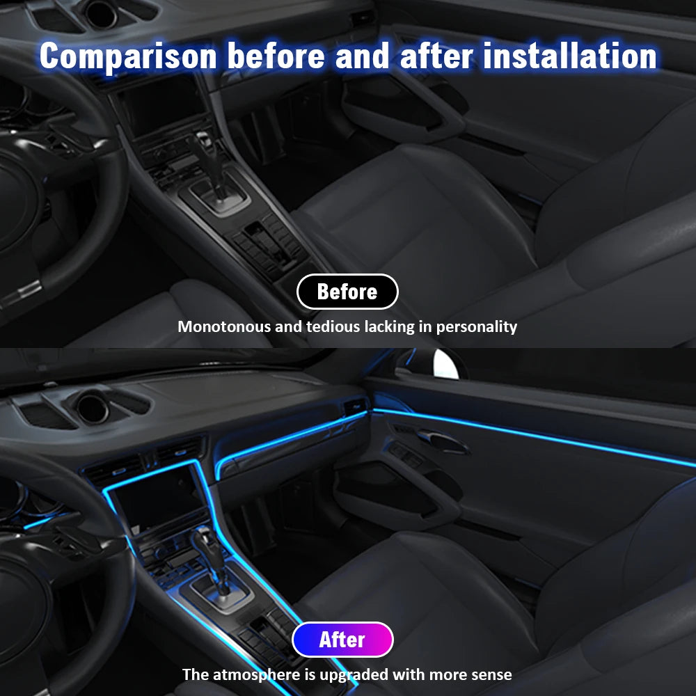 RGB Automobile interior ambient lighting 1M2M3M4M5M Remote control neon lights Voice control USB Fiber Optic Atmosphere Lamp