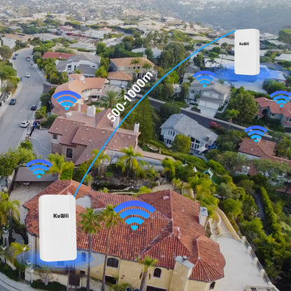 KuWFi 300Mbps 2.4Ghz CPE Bridge Outdoor Wireless WiFi Signal Extender PTP PTMP Up to 1KM 24V POE AP Repeater Mode for IP Camera